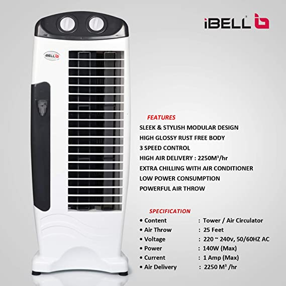 iBELL Tower Fan with 25 Feet Air Delivery, 4 Way Air Flow,